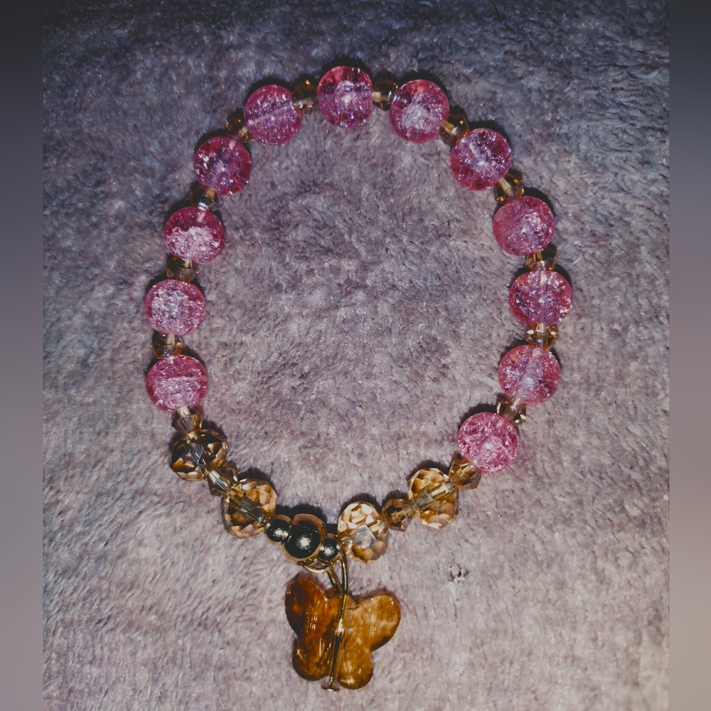 The Queenz Pink Bracelet with Butterfly Charm